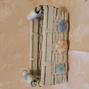 White Basket with Shell Decor